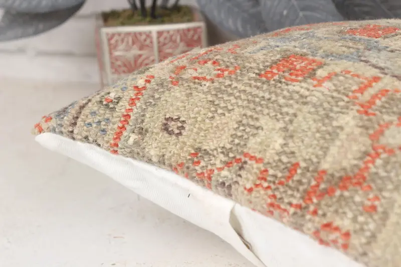 Turkish Rugs Pillow Case, Vintage Pillow, Antique Pillows, 14x14 Blue Pillow Case, Cushion Cover, Custom Cushion Case, Throw Kilim Pillow - 7