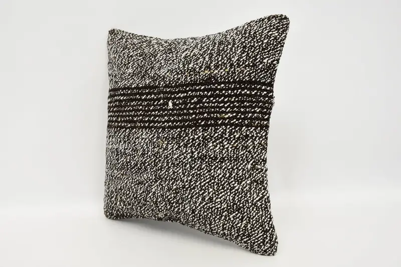 Kilim Pillow Cover, Kilim Cushion Sham, Pillow Sham, Crochet Pattern Pillow Cover, Vintage Kilim Throw Pillow, 12x12 Brown Pillow - 4