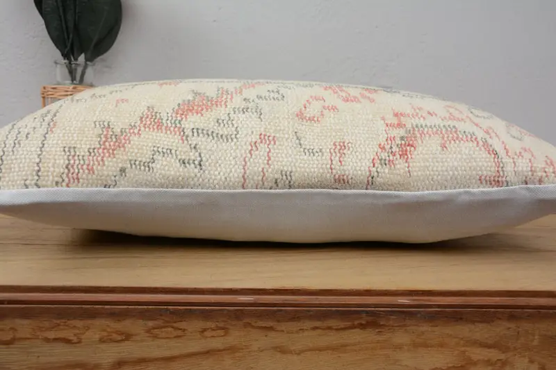 Pillow, Aesthetic Pillow Case, Kilim Pillow, Home Decor Pillow, 12x20 Beige Pillow Cover, One Of A Kind Cushion Cover, Kilim Cushion Sham - 5