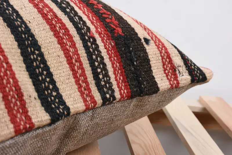 Handmade Kilim Cushion, 24x24 Red Pillow Sham, Pillow Sham, Handmade Throw Pillow Case, Ethnical Kilim Rug Pillow, Kilim Cushion Sham - 7