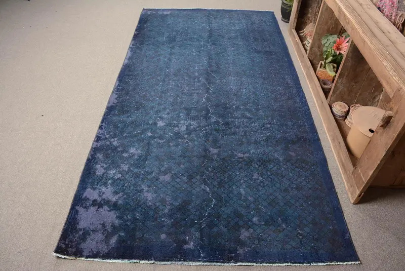 Mavi Güneybatı Halısı, 4,3x8,4 ft Zarif Dekor