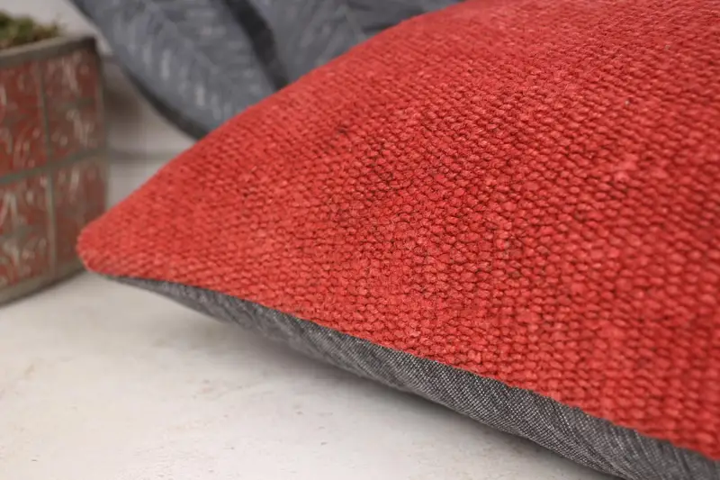 Antique Pillows, Kilim Cushion Sham, Cushion, Handmade Kilim Cushion, 12x24 Red Pillow Case, Living Room Throw Pillow Case - 7