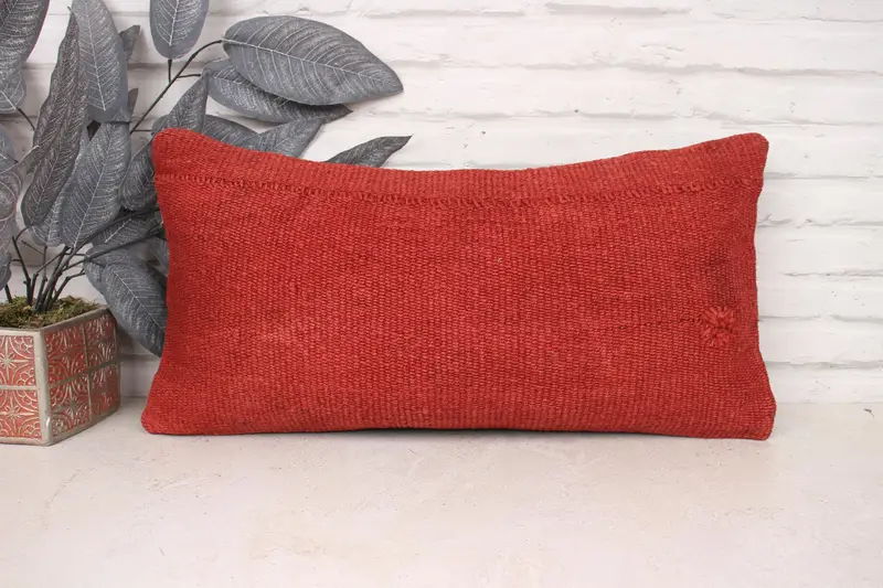 Antique Pillows, Kilim Cushion Sham, Cushion, Handmade Kilim Cushion, 12x24 Red Pillow Case, Living Room Throw Pillow Case - 1