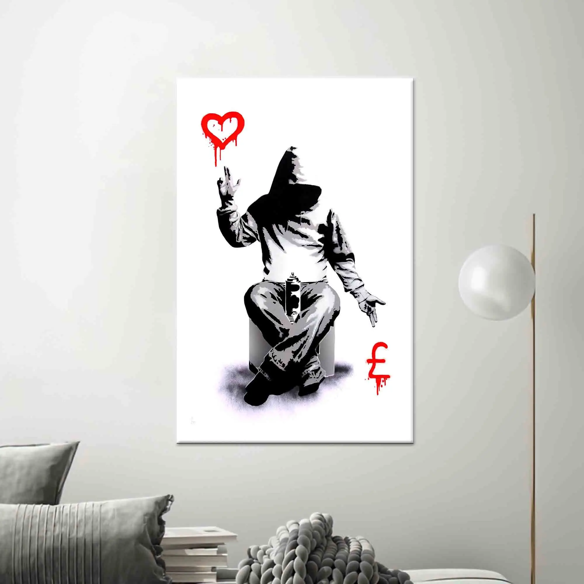 Modern Banksy Love Money Canvas Print - Contemporary Street Art - 1