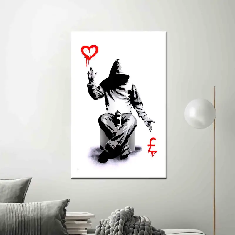 Modern Banksy Aşk Parası Kanvas Tablo Tablo - Çağdaş Sokak Sanatı