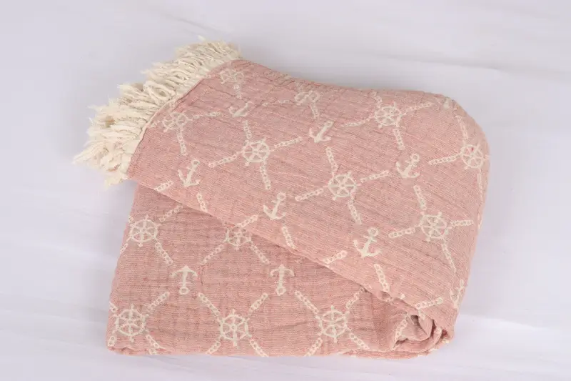 Bachelorette Large Towel, Decorative Blanket, Gift For Him, Bridal Shower Gift, Woven Blanket, 88x68 Cotton Marine Design Towel, Turkish Bedcover - 6