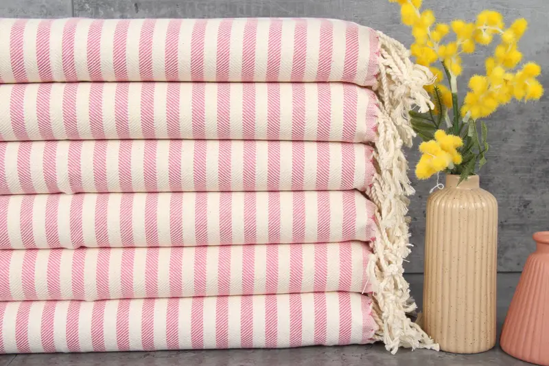 Striped Washcloth Embroidered Towel Beige, 24x40 Inches