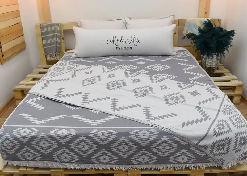 Beach Theme Wedding Gift, Custom Blanket, Decorative Blanket, Best Friend Wedding Gift, 84x56 Cotton Kilim Towel, Bridesmaid Gifts, Throw Blankets - 1
