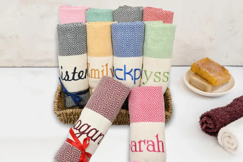 Personalized Turkish Beach Towel Organic Cotton Beige, 40x71 Inches