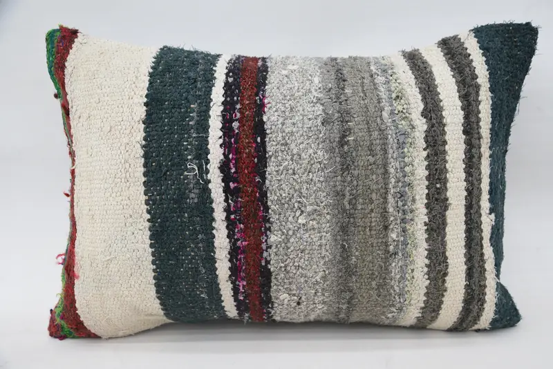 Turkish Kilim Pillow, Kilim Pillow Cover, Pillow Cover, Anatolian Cushion, 16x24 Gray Cushion Cover, Interior Designer Pillow - 1