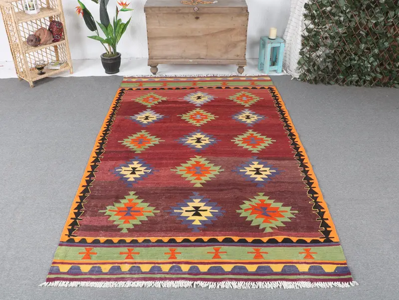 5,1x8,4 ft Green Ombré Rug, Stylish and Modern