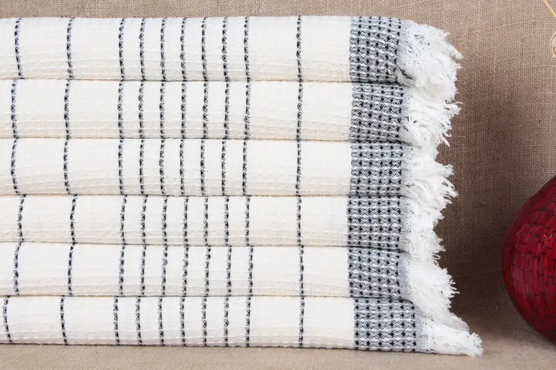 Small Towel, Turkish Hand Towel, Waffle Dishcloth, Black Towel, 20x40 Inches