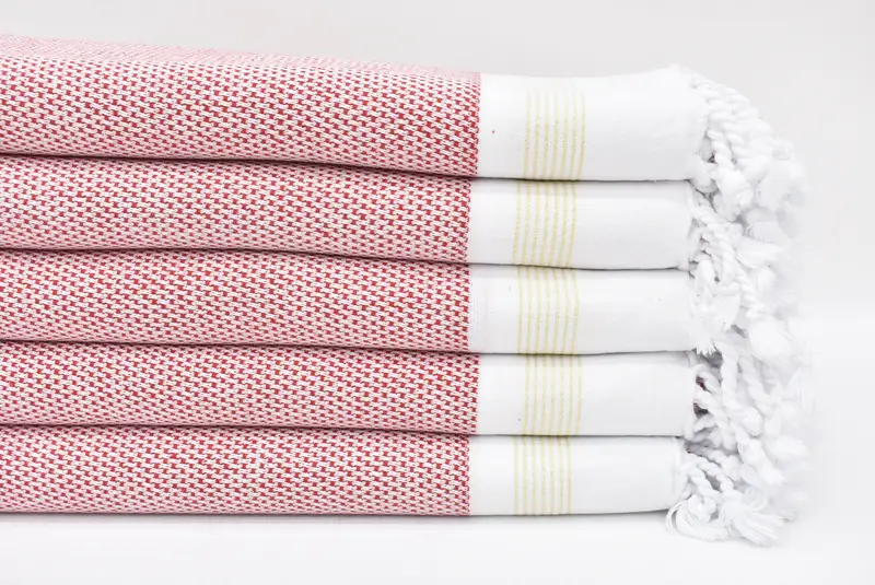 Personalized Red Striped Organic Cotton Beach Towel, 70x40 Inches