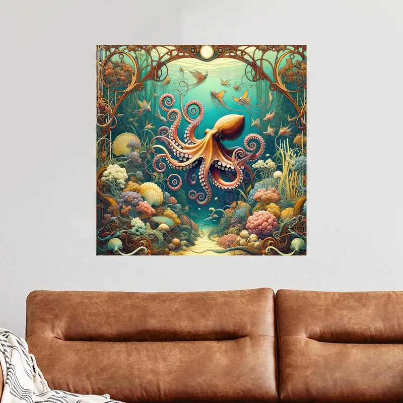 モダンな水中海景キャンバス: トレンディでエレガントなプリントアート