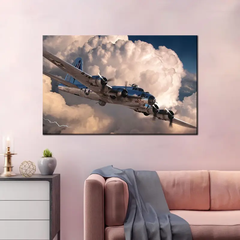 エレガントな航空キャンバス: 雄大な飛行機のプリントアートワーク