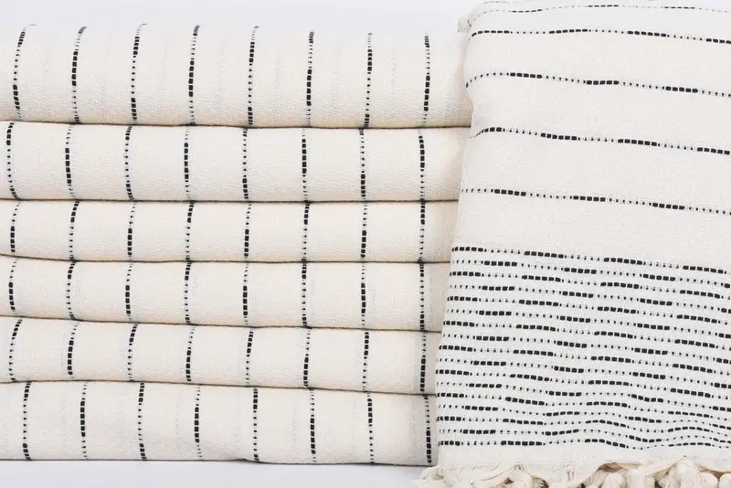 Woven Throw Blanket, Couch Cover, Bridesmaid Gifts, Valentine Day Gift For Her, Bachelorette Party Favors, 98x92 Cotton Striped Design Towel - 2