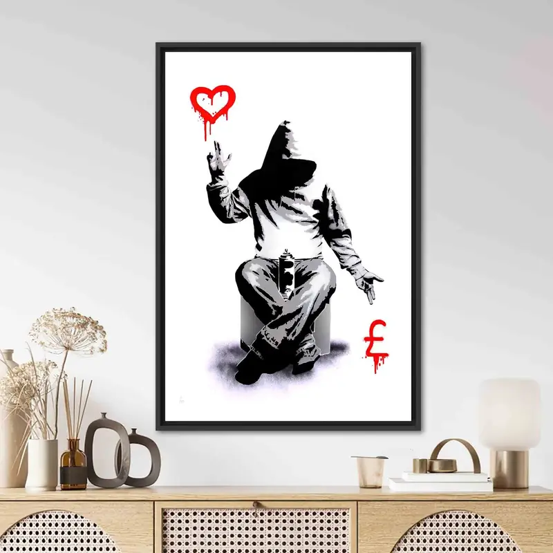 Lienzo moderno de Banksy Love Money: Graffiti callejero Lámina artística