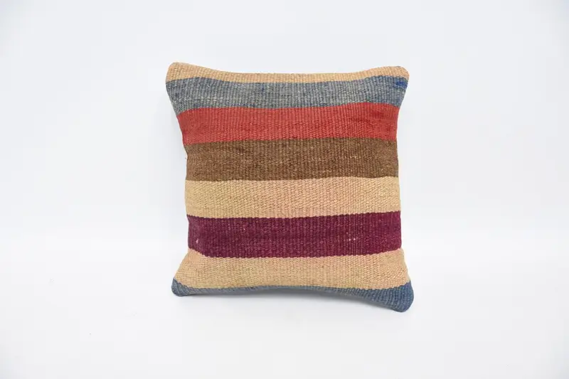 Blue Vintage Pillowcase, Decorative 30x30 cm Pillow Case, Moroccan Striped Pillow Cover - 1