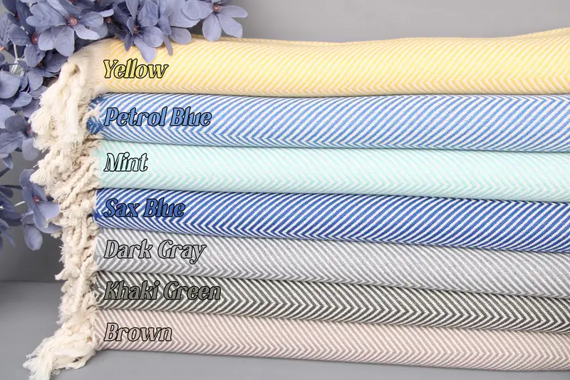 Herringbone Towel Organic Cotton Bath Towel, Beige, 40x71 Inches