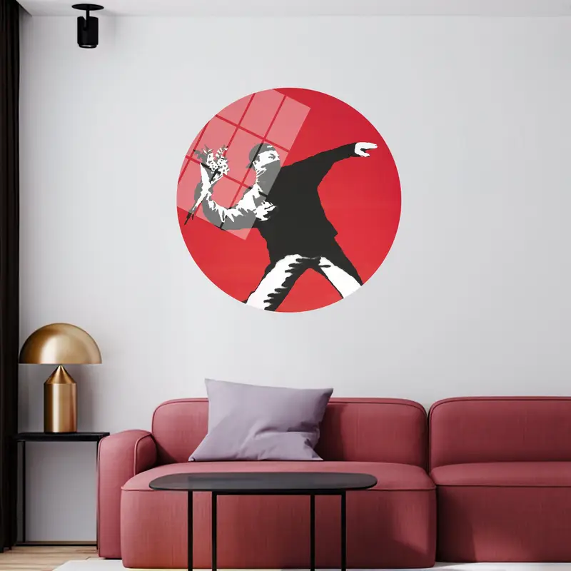 Elegant Banksy Flower Thrower Printed Canvas - Artistic Home Decor