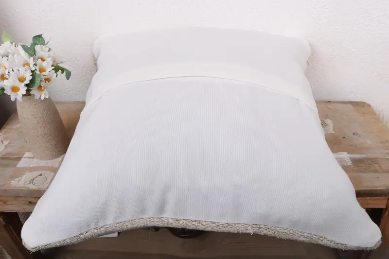 Gift Pillow, Knitted Pillow Cover, Interior Designer Pillow, 18x18 White Pillow Cover, Throw Kilim Pillow, Cushion Case, Handmade Rug Seat Cushion - 7