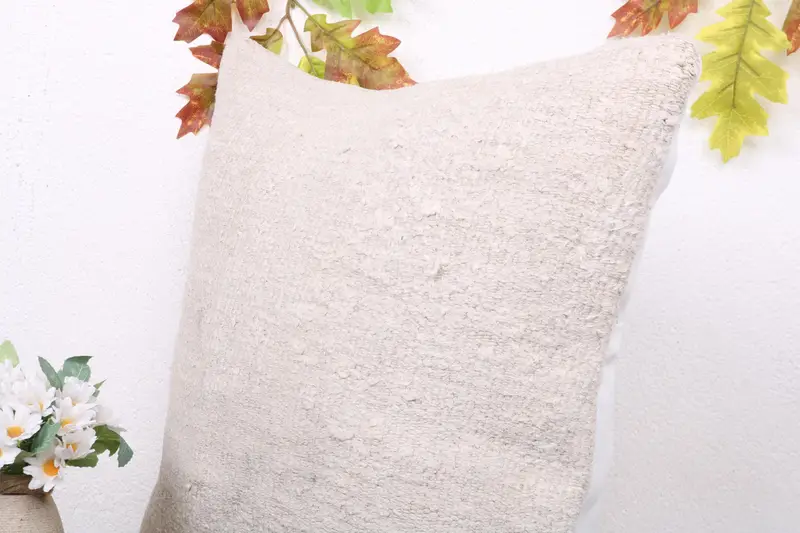 Gift Pillow, Knitted Pillow Cover, Interior Designer Pillow, 18x18 White Pillow Cover, Throw Kilim Pillow, Cushion Case, Handmade Rug Seat Cushion - 5