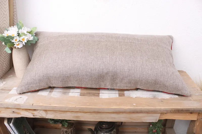 Vintage Kilim Yastığı, Türk Yastığı, Toptan Yastık Örtüsü, 12x24 Kırmızı Yastık Kılıfı, Veranda Yastık Kapağı, Etnik Kilim Halı Yastığı, Yastık Kılıfı - 7