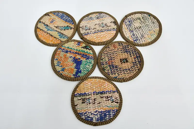 Posavasos redondos bohemios, posavasos naranjas y bronce