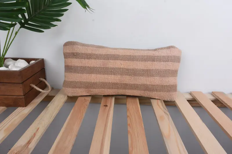 Muted Pillow, Vintage Kilim Pillow Pillow Sham, Kilim Pillow Cover, Boho Pillow Sham Cover, Turkish Pillow, 8x16 Beige Pillow Case, Cushion Cover - 1