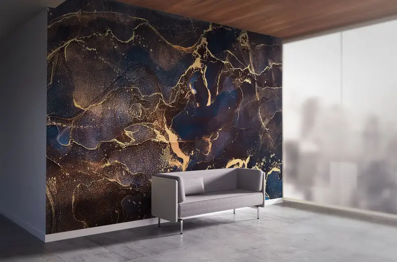 Navy Blue And Gold Marble, Luxury Marble Wallpaper, Modern Marble Wall Poster, Navy Blue Wallpaper, Modern Wall Decor, Shimmery Wall Mural, - 6