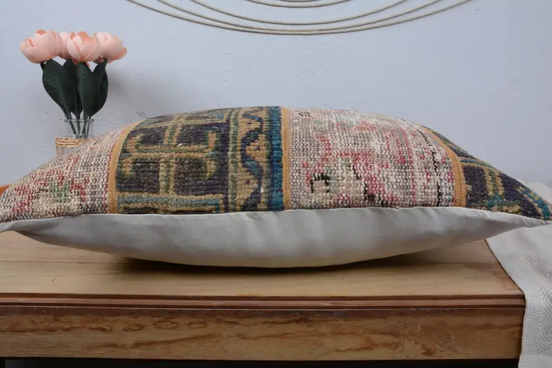 Handmade Kilim Cushion, Patio Cushion, Pillow Sham, Throw Kilim Pillow, Car Pillow Sham, 16x24 Green Cushion Cover, Vintage Kilim Throw Pillow - 5