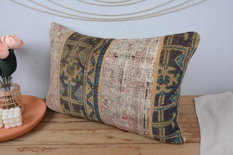 Handmade Kilim Cushion, Patio Cushion, Pillow Sham, Throw Kilim Pillow, Car Pillow Sham, 16x24 Green Cushion Cover, Vintage Kilim Throw Pillow - 4