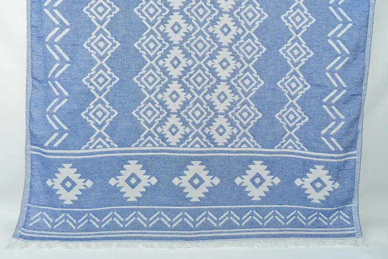74x40 Cotton Geometric Towel, Monogram Turkish Towel, Turkish bath towel, Organic cotton peshtemal for spa and beach, Hammam towel, Grandma Gift - 1