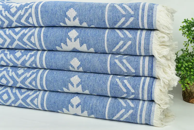 74x40 Cotton Geometric Towel, Monogram Turkish Towel, Turkish bath towel, Organic cotton peshtemal for spa and beach, Hammam towel, Grandma Gift - 4