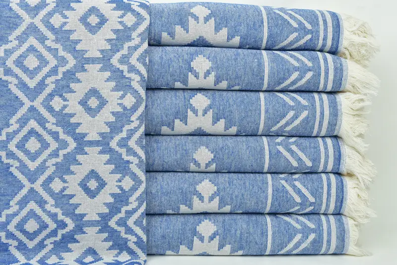 74x40 Cotton Geometric Towel, Monogram Turkish Towel, Turkish bath towel, Organic cotton peshtemal for spa and beach, Hammam towel, Grandma Gift - 2