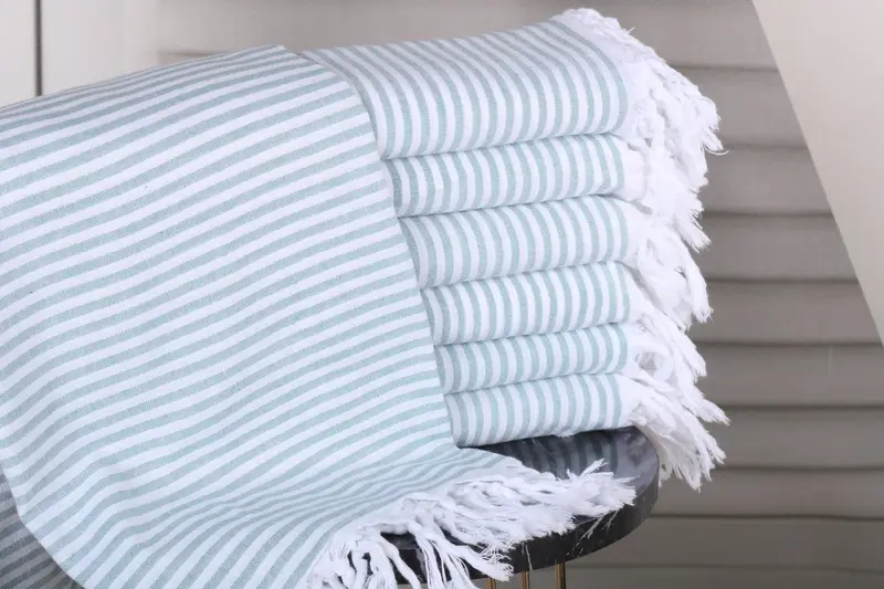 Bridal Gifts, Bridesmaid Gift Towel, Embroidered Towel, 68x36 Cotton Striped Towel, Soft towel, Lightweight Turkish towel for beach, Scarf Towel - 1