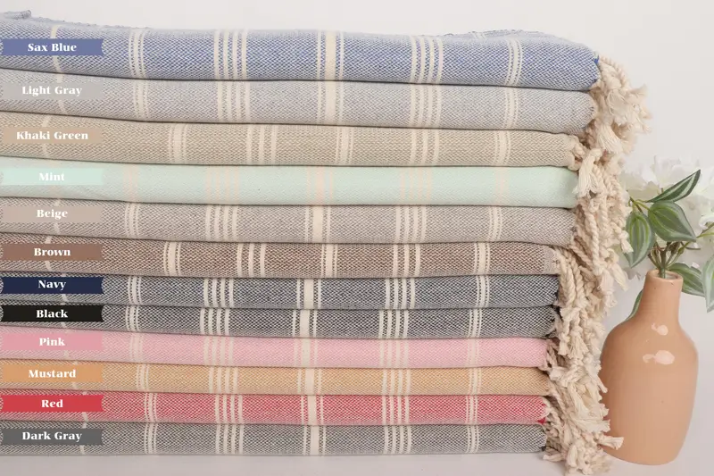 Turkish Hand Towel, Small Bath Towels, Towel With Name, 38x24 Cotton Striped Towel, Valentines Gift, Personalized Kitchen Towel, Bulk Order Towel - 1