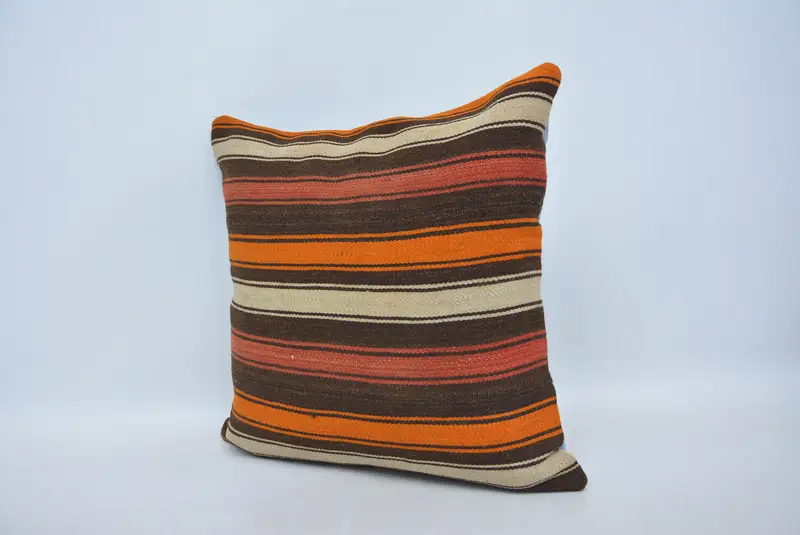 Interior Designer Pillow, Retro Pillow, Turkish Kilim Pillow, Pillow Cover, 22x22 Brown Cushion Cover, Vintage Kilim Pillow, Bench Pillow - 4