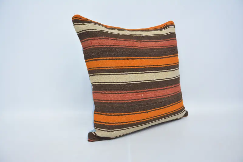 Interior Designer Pillow, Retro Pillow, Turkish Kilim Pillow, Pillow Cover, 22x22 Brown Cushion Cover, Vintage Kilim Pillow, Bench Pillow - 3