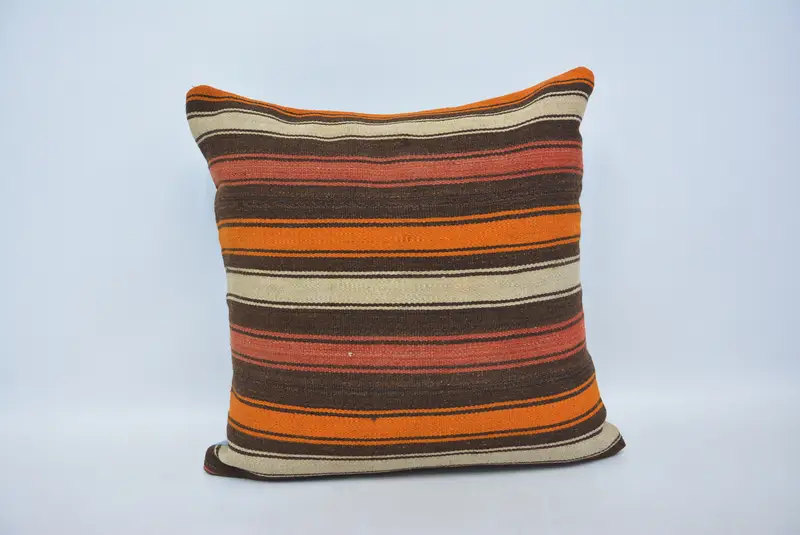 Interior Designer Pillow, Retro Pillow, Turkish Kilim Pillow, Pillow Cover, 22x22 Brown Cushion Cover, Vintage Kilim Pillow, Bench Pillow - 1