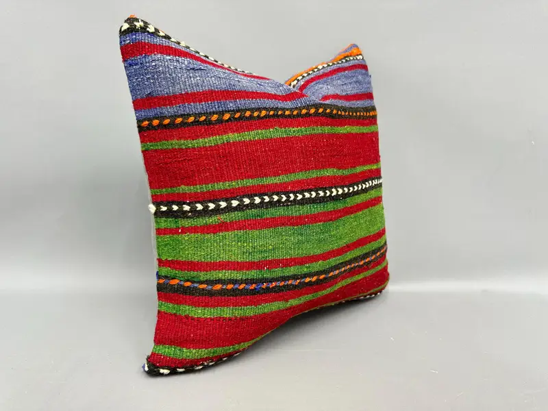 Aztec Cushion Cover, Interior Designer Pillow, Antique Pillows, Cushion, Ethnical Kilim Rug Pillow, 18x18 Green Pillow Sham - 2