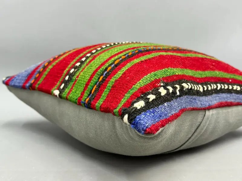 Aztec Cushion Cover, Interior Designer Pillow, Antique Pillows, Cushion, Ethnical Kilim Rug Pillow, 18x18 Green Pillow Sham - 6