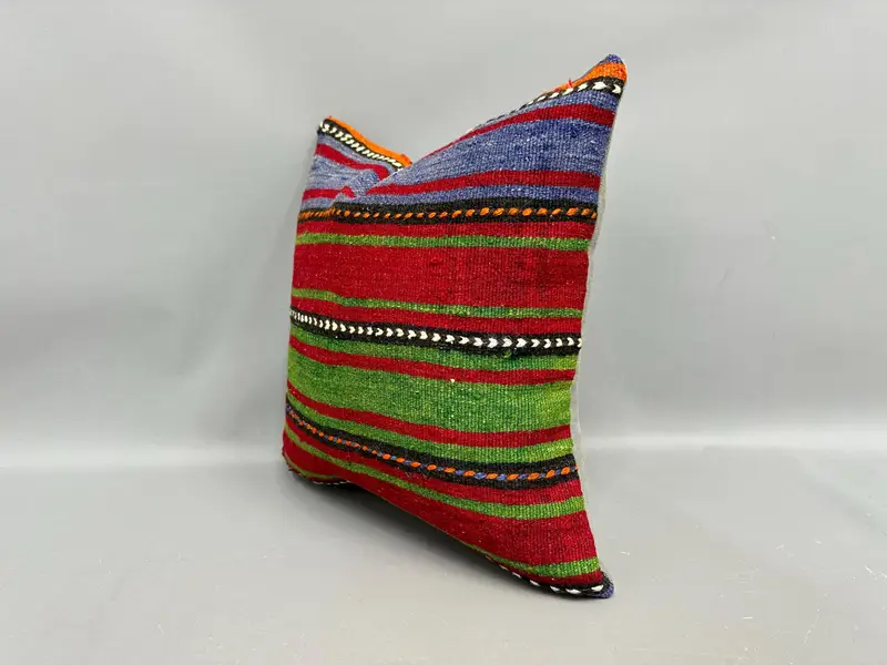 Aztec Cushion Cover, Interior Designer Pillow, Antique Pillows, Cushion, Ethnical Kilim Rug Pillow, 18x18 Green Pillow Sham - 3