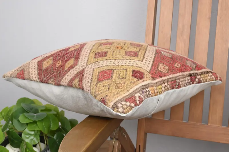 16x16 Red Pillow Sham, Interior Designer Pillow, Tapestry Pillow, Pillow for Couch, Pillow Case, Handmade Kilim Cushion, Wholesale Pillow Cover - 6