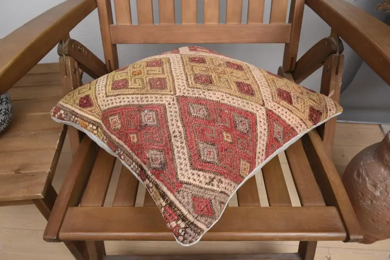 16x16 Red Pillow Sham, Interior Designer Pillow, Tapestry Pillow, Pillow for Couch, Pillow Case, Handmade Kilim Cushion, Wholesale Pillow Cover - 5
