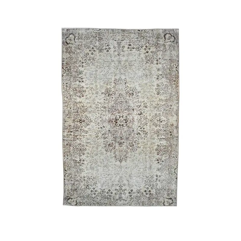 Vintage Oushak Large Rug 5.1x7.9 ft (156x240 cm), Turkish Gray Floral Rug - 1