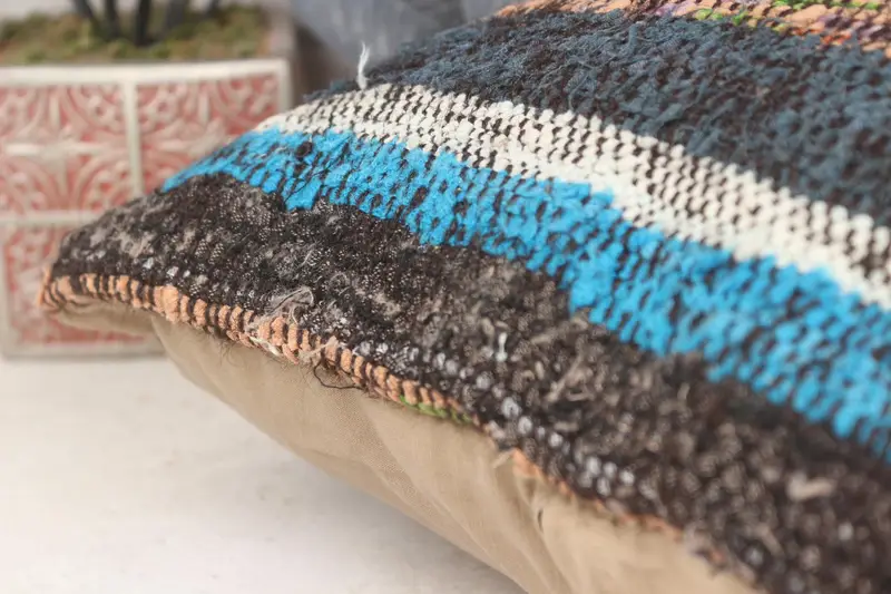 Pillow for Sofa, Vintage Kilim Throw Pillow, Vintage Throw Cushion Case, Turkish Kilim Pillow, 16x16 Blue Pillow Case, Pillow Sham, Yoga Pillow Case - 7