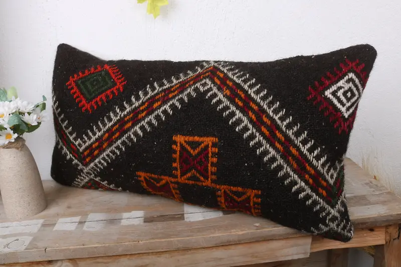12x24 Brown Cushion Cover, Pillow Cover, Kilim Cushion Sham, Vintage Kilim Throw Pillow, Handwoven Pillow Cover Pillow Cover, Home Decor Pillow - 4