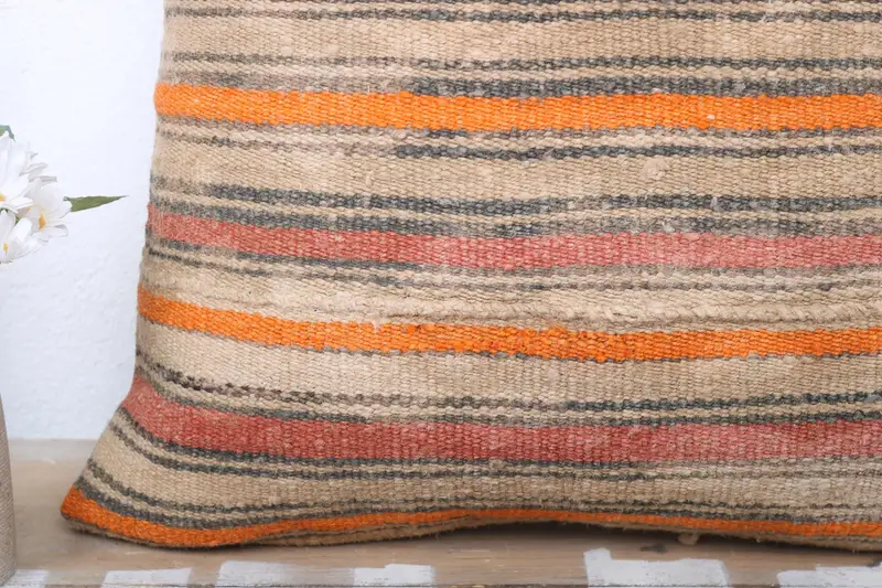 Vintage Kilim Pillow, Kilim Pillow, Tapestry Cushion, Colorful Cushion Case, Pillow Cover, Turkish Kilim Pillow, 20x20 Beige Cushion - 3