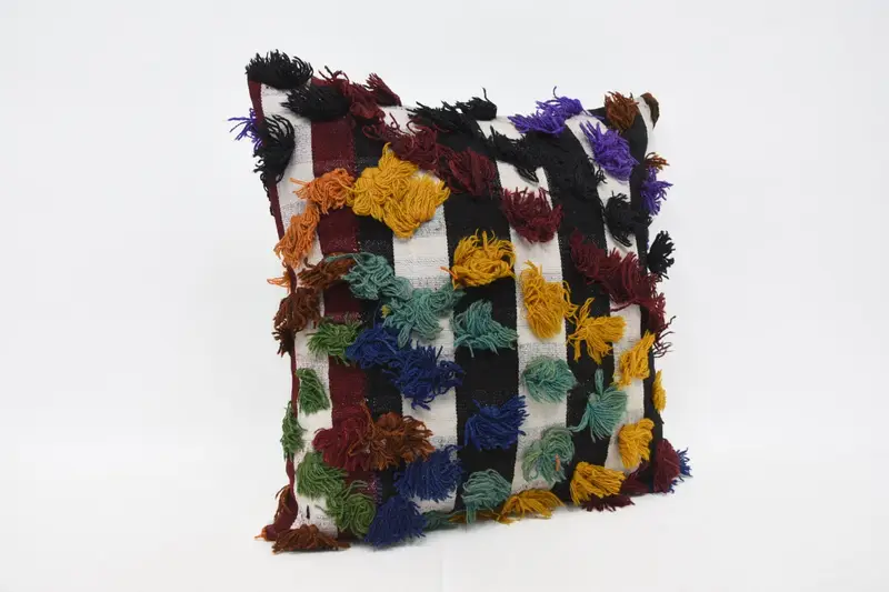 Tapestry Cushion Case, Turkish Pillow, Floor Pillow Case, Cushion, 24x24 Orange Pillow, Kilim Pillow Cover, Ethnical Kilim Rug Pillow - 3